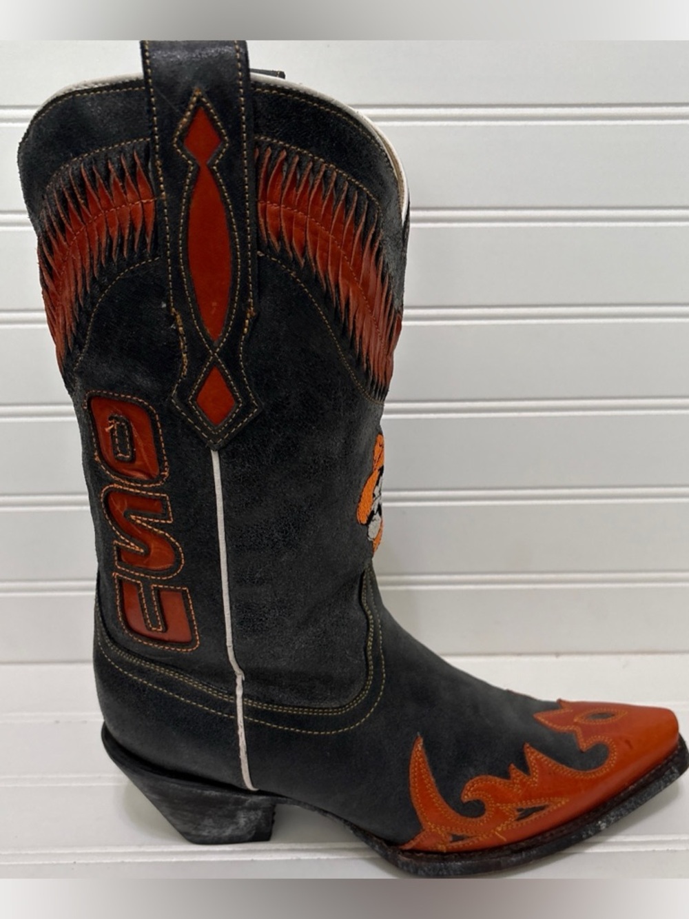 CORRAL Oklahoma State Cowboys OSU University Black Cowboy Boots Womens Size 7 M - Picture 2 of 12